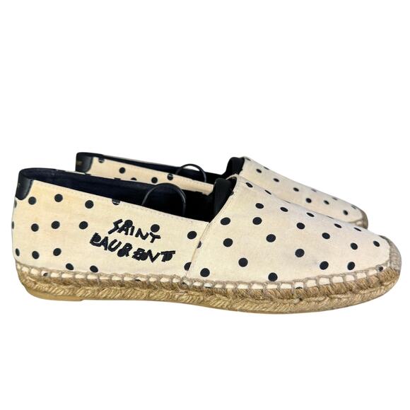 Yves Saint Laurent Signature Logo Polka Dot Espadrilles Women’s Size 36 /6 US - Picture 3 of 8